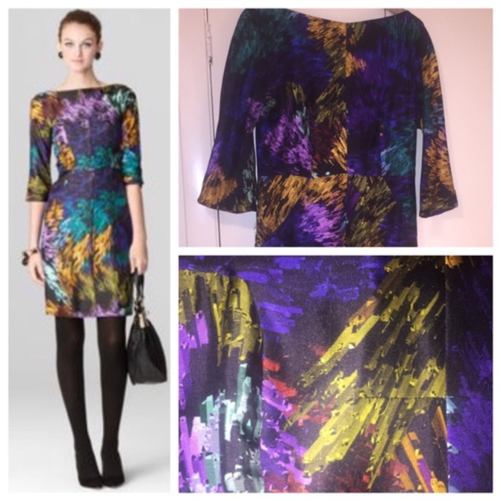 Milly New York silk multi color print dress USA